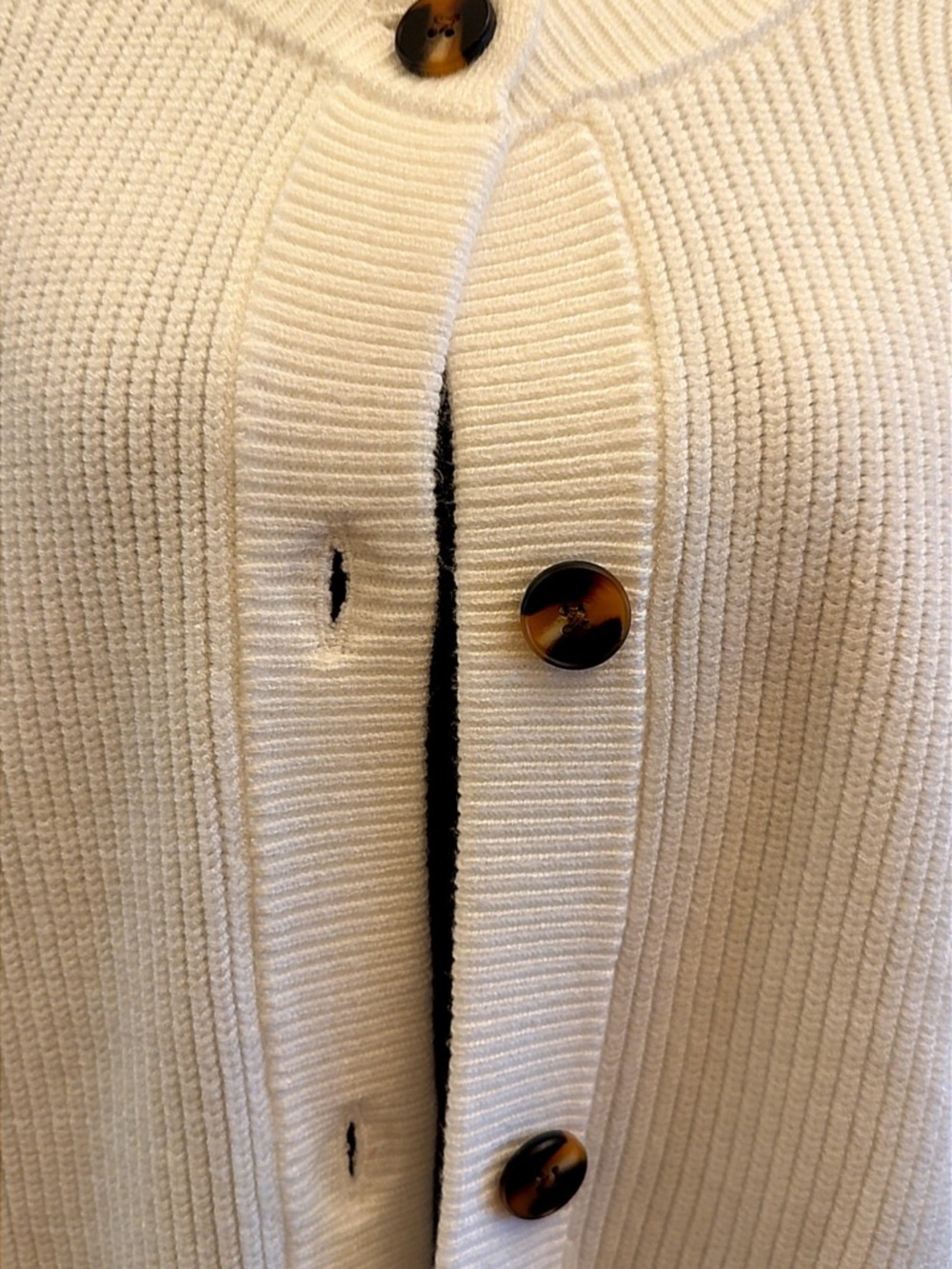 Women’s Cream Ribbed Button Cardigan Sweater - Picture 7 of 16
